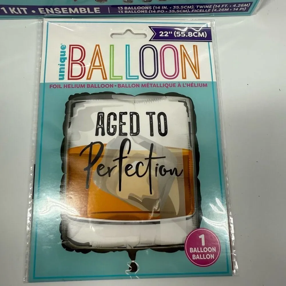 D37.  Party Decorations- 2 piece birthday age to perfection foil balloons